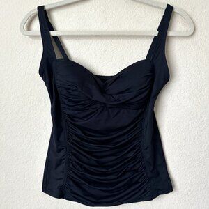 La Blanca Flattering Ruched Tankini Swim Top Classic Black